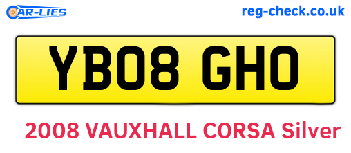 YB08GHO are the vehicle registration plates.