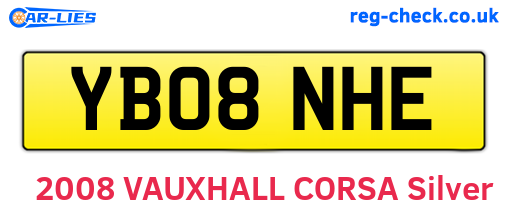 YB08NHE are the vehicle registration plates.
