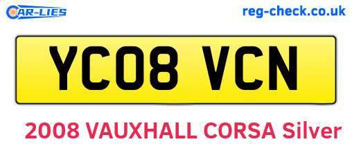 YC08VCN are the vehicle registration plates.