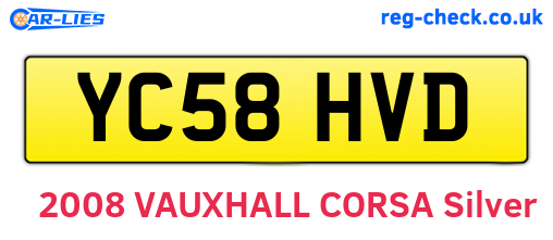 YC58HVD are the vehicle registration plates.