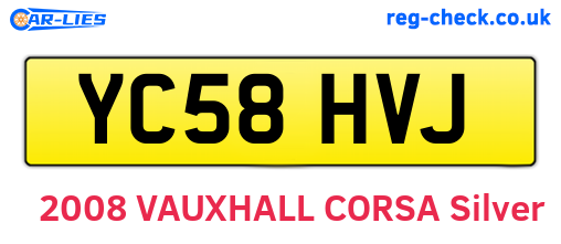 YC58HVJ are the vehicle registration plates.