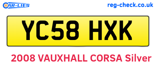 YC58HXK are the vehicle registration plates.