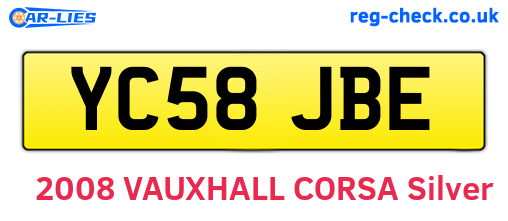 YC58JBE are the vehicle registration plates.