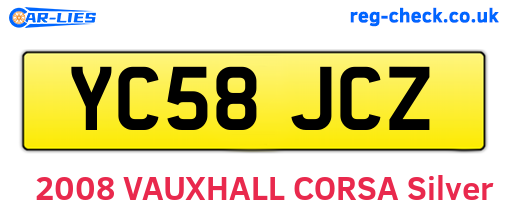 YC58JCZ are the vehicle registration plates.