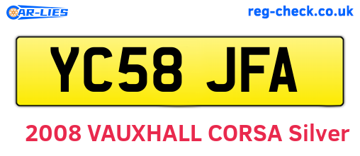 YC58JFA are the vehicle registration plates.