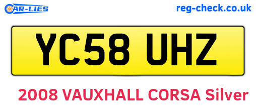 YC58UHZ are the vehicle registration plates.