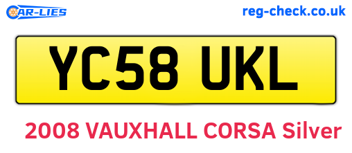 YC58UKL are the vehicle registration plates.