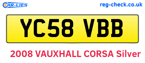 YC58VBB are the vehicle registration plates.