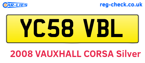 YC58VBL are the vehicle registration plates.