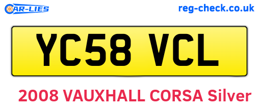 YC58VCL are the vehicle registration plates.