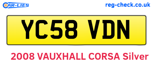 YC58VDN are the vehicle registration plates.