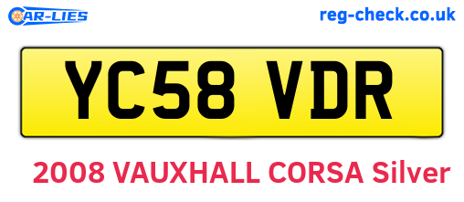 YC58VDR are the vehicle registration plates.