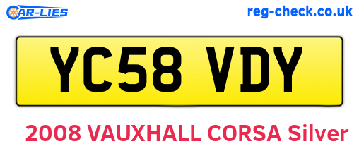 YC58VDY are the vehicle registration plates.