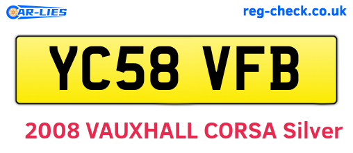 YC58VFB are the vehicle registration plates.