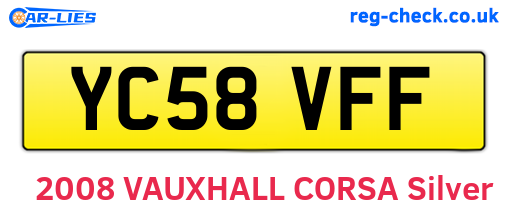 YC58VFF are the vehicle registration plates.