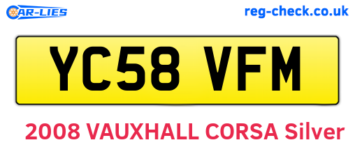 YC58VFM are the vehicle registration plates.