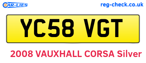 YC58VGT are the vehicle registration plates.
