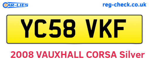 YC58VKF are the vehicle registration plates.