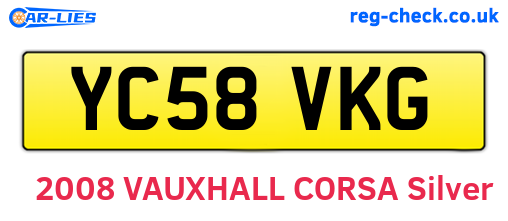 YC58VKG are the vehicle registration plates.