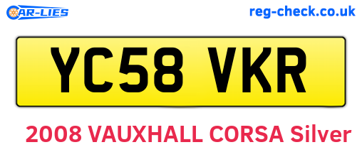 YC58VKR are the vehicle registration plates.