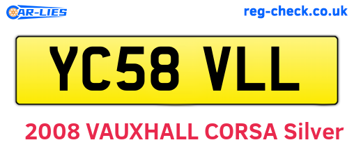 YC58VLL are the vehicle registration plates.