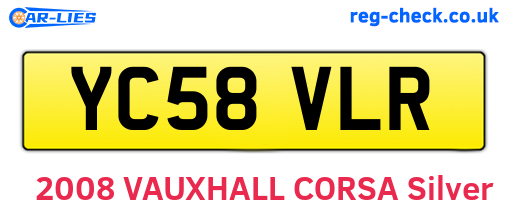 YC58VLR are the vehicle registration plates.