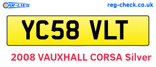 YC58VLT are the vehicle registration plates.