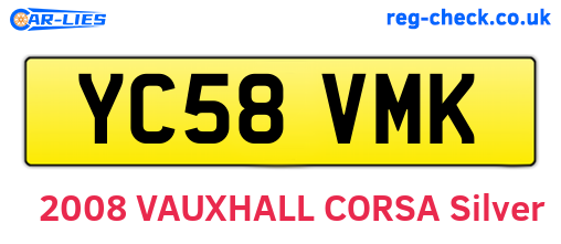 YC58VMK are the vehicle registration plates.