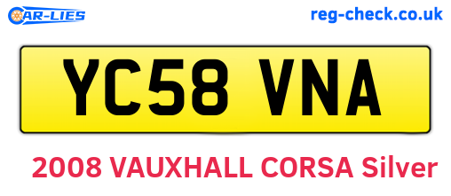 YC58VNA are the vehicle registration plates.
