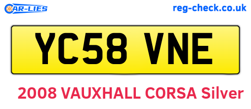 YC58VNE are the vehicle registration plates.