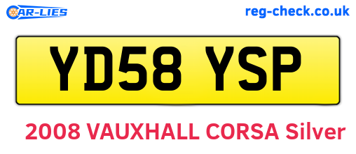 YD58YSP are the vehicle registration plates.