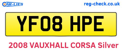 YF08HPE are the vehicle registration plates.