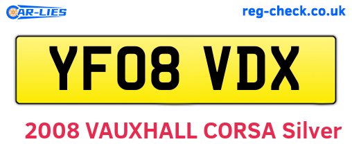 YF08VDX are the vehicle registration plates.
