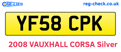 YF58CPK are the vehicle registration plates.
