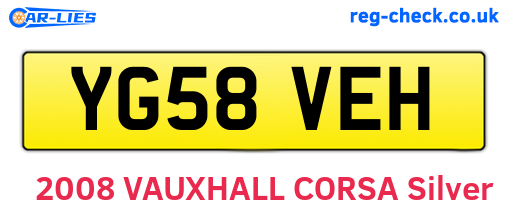 YG58VEH are the vehicle registration plates.