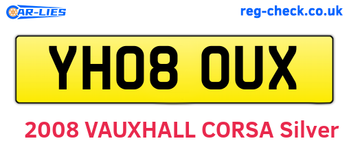 YH08OUX are the vehicle registration plates.