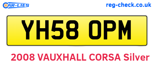 YH58OPM are the vehicle registration plates.