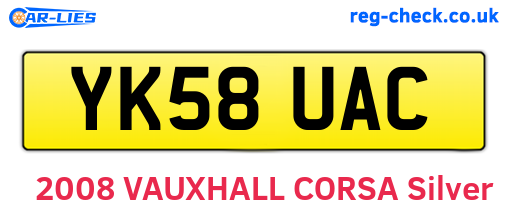 YK58UAC are the vehicle registration plates.