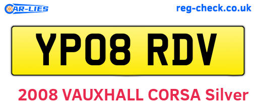 YP08RDV are the vehicle registration plates.