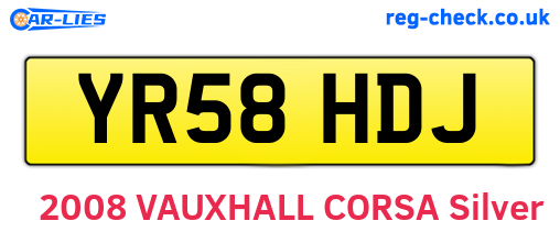 YR58HDJ are the vehicle registration plates.