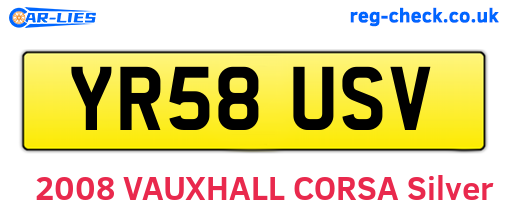 YR58USV are the vehicle registration plates.