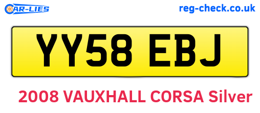 YY58EBJ are the vehicle registration plates.