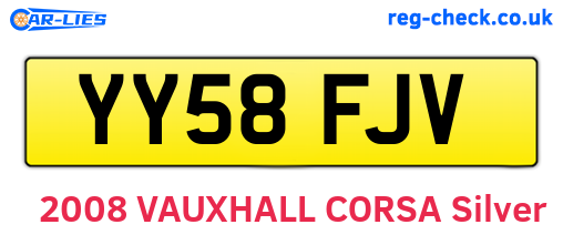 YY58FJV are the vehicle registration plates.