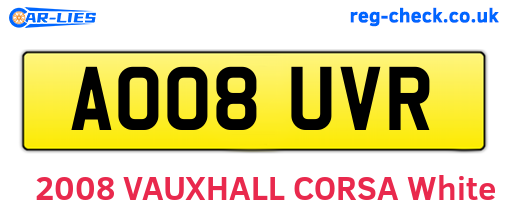 AO08UVR are the vehicle registration plates.