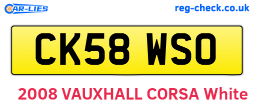 CK58WSO are the vehicle registration plates.