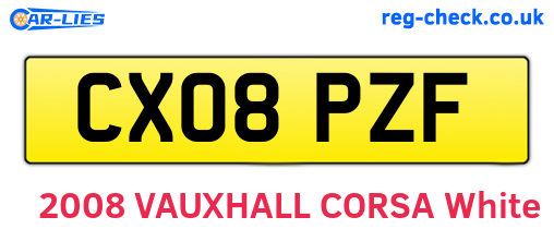 CX08PZF are the vehicle registration plates.