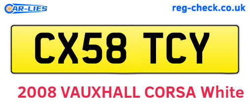 CX58TCY are the vehicle registration plates.