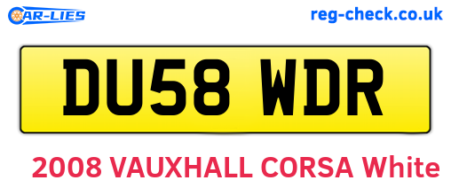 DU58WDR are the vehicle registration plates.