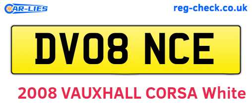 DV08NCE are the vehicle registration plates.