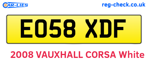 EO58XDF are the vehicle registration plates.